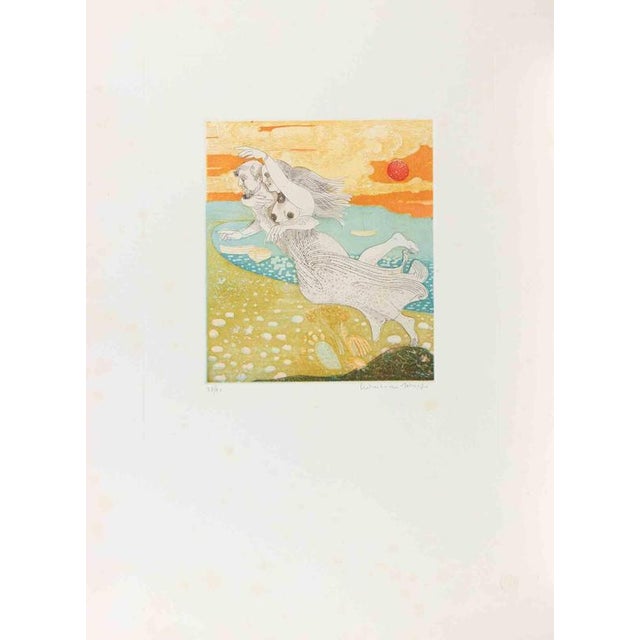 Normanno Soscia, Couple in the Air, Etching, 1990s For Sale - Image 3 of 3