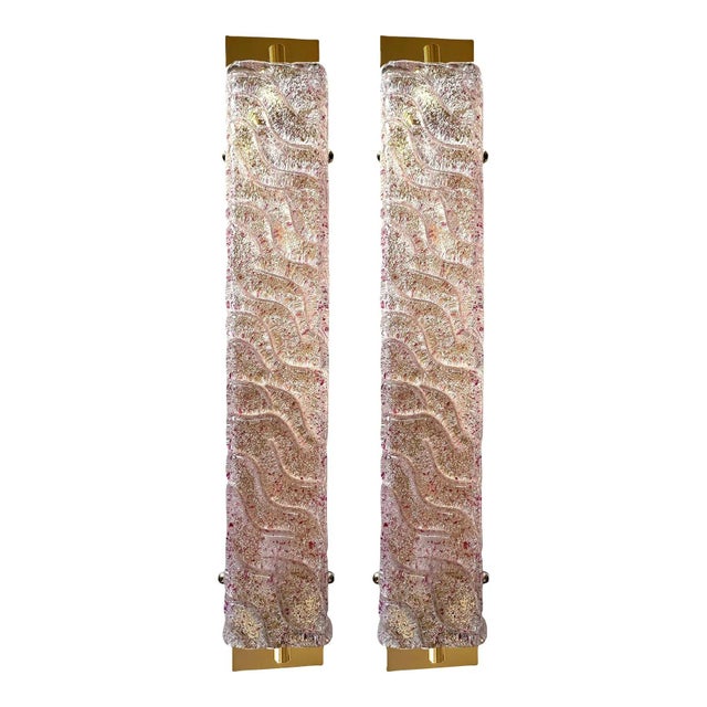 Italian Gold Wall Sconces with Pink-Amethyst Graniglia Murano Glass by Simoeng for Simoeng, Set of 2 For Sale - Image 9 of 9