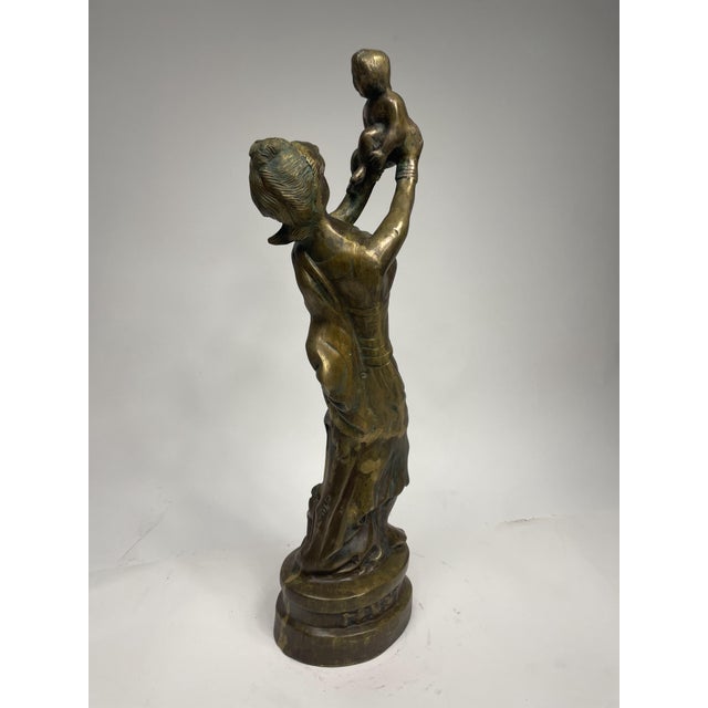Vintage Woman with Baby Figurine in Bronze, 1930s For Sale - Image 10 of 11