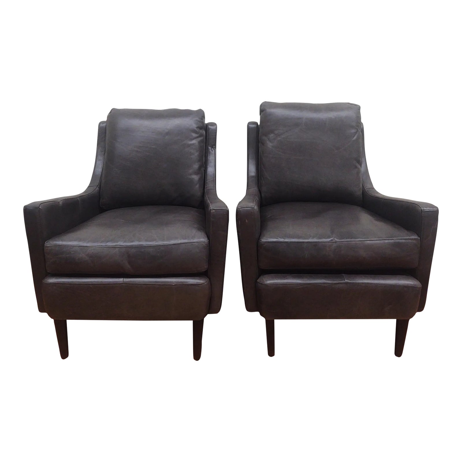 Hooker Furniture Quest Gray Leather Club Chairs-A Pair Chairish