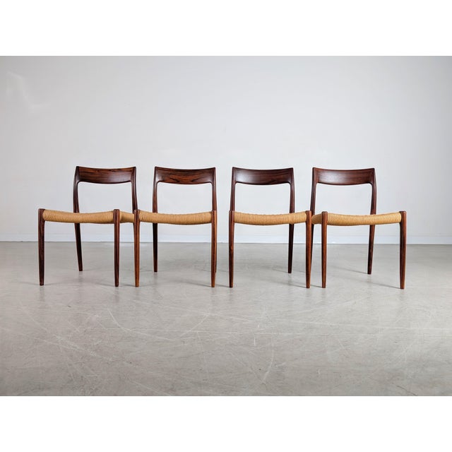 Mid-Century Modern Model 75 Chairs in Rosewood by Niels Otto Møller, Set of 4 For Sale - Image 3 of 13