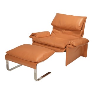 1970s Vintage Giovanni Offredi for Saporiti Lounge Chair and Ottoman For Sale