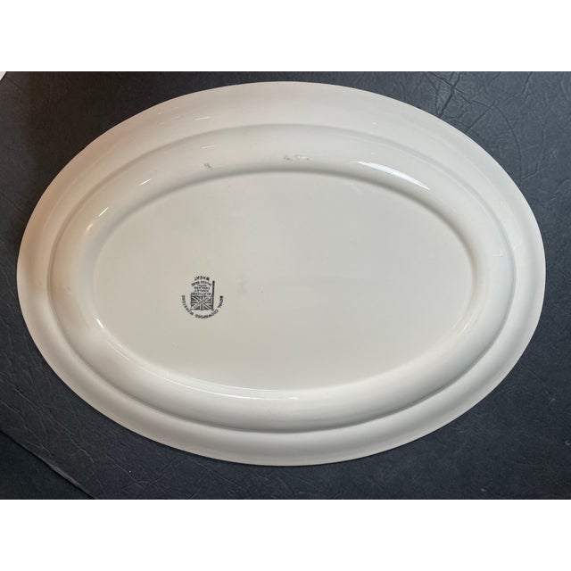 Vintage Cream White Ironstone Oval Platter in Wheat pattern; measuring 16" x 12". Made in England by Royal Crownford....