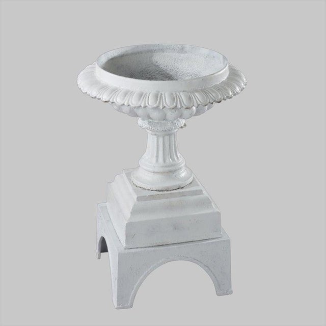 Neoclassical Antique Jw Fiske Attr Painted Cast Iron Garden Urn C1890 For Sale - Image 3 of 6