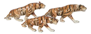 Porcelain Tiger Figurines from Royal Dux Bohemia, Former Czechoslovakia, 1960s, Set of 3