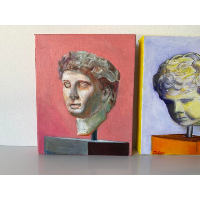 Lavender Cris Cooper “David” Contemporary Portrait Oil on Canvas Paintings – A Pair For Sale - Image 8 of 12