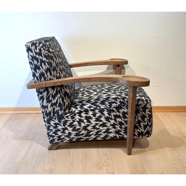 Art Deco Limed Oak Club Chair from De Coene, Belgium, 1930s For Sale - Image 4 of 18