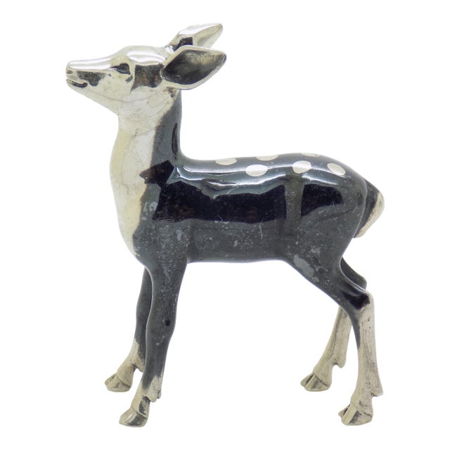 Vintage Italian Handmade Genuine Sterling Silver 925 Saturno Brand Deer Figurine Sculpture For Sale