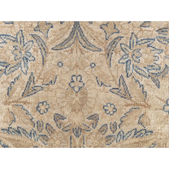 Antique Persian Lavar Kerman Oriental Carpet, Handmade Persian Rug, Ivory, Blue For Sale - Image 11 of 12