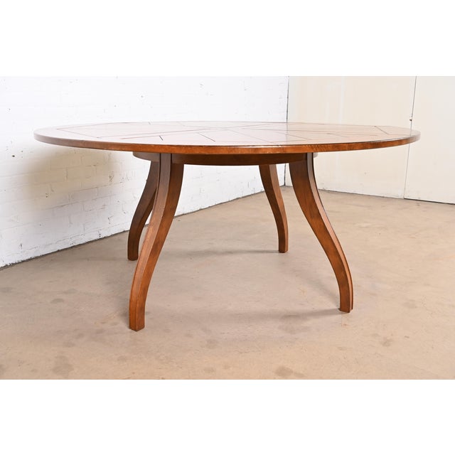 Henredon French Provincial Rustic Oak Farmhouse Round Dining Table