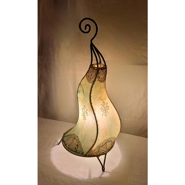 Moroccan Contemporary 20" Light Turquoise Moroccan Traditional Henna Lamp For Sale - Image 3 of 7