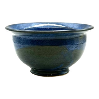 C. 1970s Glazed Blue & Green Ceramic Bowl For Sale
