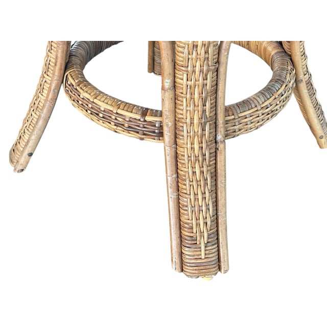 Vintage Rattan Dining Table Base, Mid 20th Century, Boho, Hollywood Regency For Sale In Naples, FL - Image 6 of 16