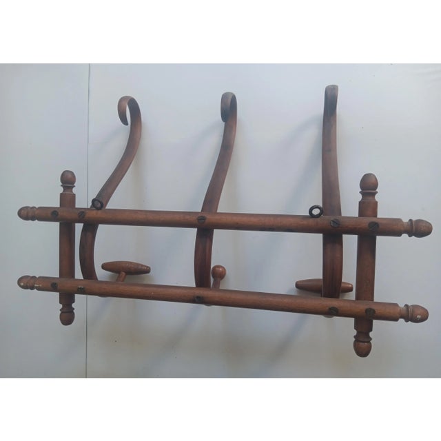 Vintage Wall Coat Rack in Bentwood, 1960s For Sale - Image 4 of 5
