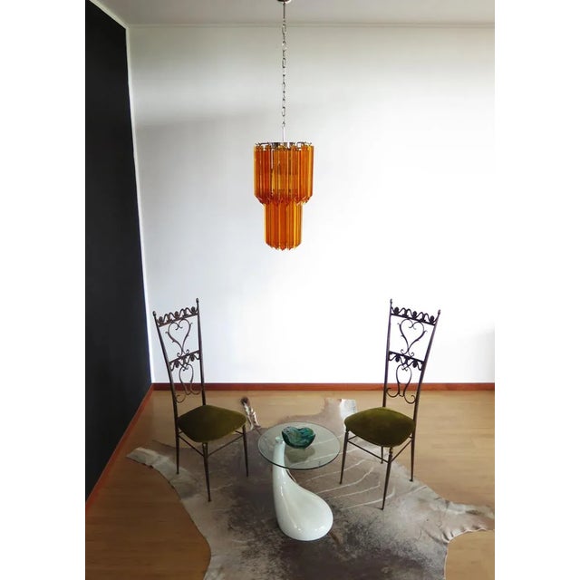 Vintage Italian Amber Murano Glass Chandelier, 1982 For Sale - Image 4 of 16