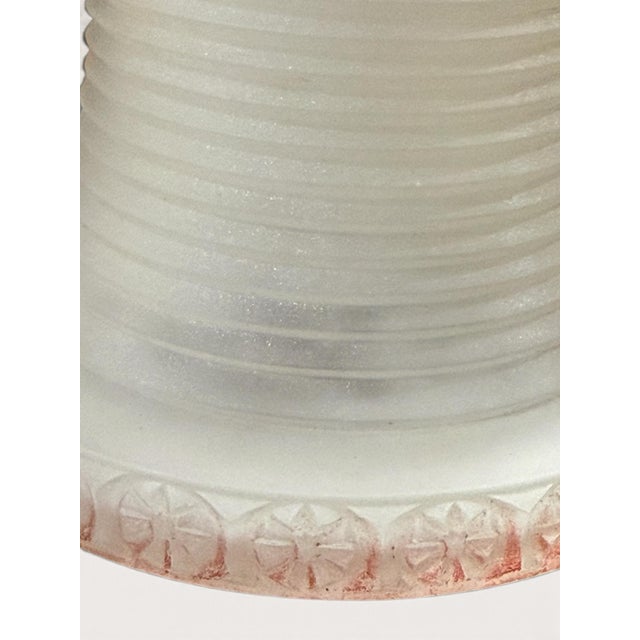 Glass Vintage Art Deco Style Frosted Glass Ribbed Table Lamp With Matching Shade For Sale - Image 7 of 11