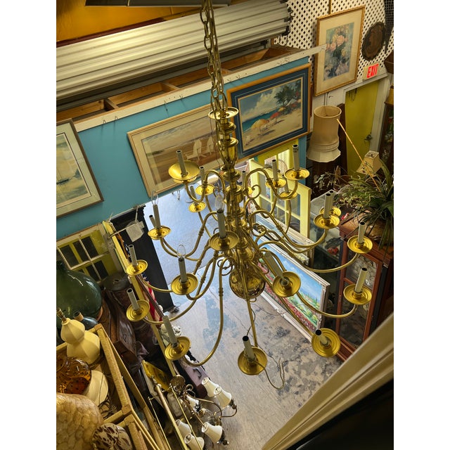 Modern Vintage Large Brass Chandelier 21 Arm For Sale - Image 3 of 5