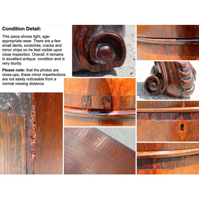 Antique Victorian Marquetry Serpentine Chest / Low Dresser, Hand-Cut Dovetails, Cabriole Legs, Circa 1880 For Sale - Image 18 of 18