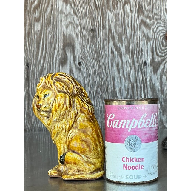 Vintage Italian Glazed Ceramic Lion For Sale In West Palm - Image 6 of 9