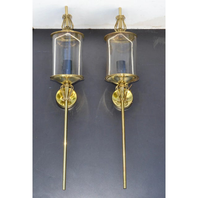 Metal Pair of Maison Lunel Brass & Glass Sconces, Wall Lamp French Mid-Century Modern For Sale - Image 7 of 13