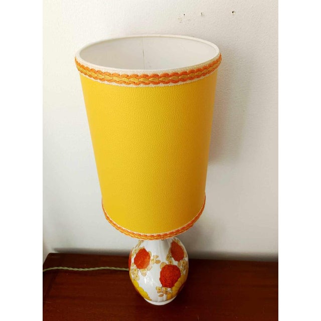 Lamp with Flowers and Custom Leather Lampshade, 1970s For Sale - Image 11 of 12