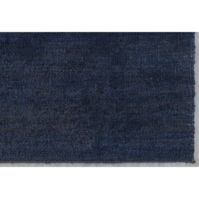 Not Yet Made - Made To Order Navy Solid Handwoven Premium Natural Jute Yarn Flatweave Rug 9x12 Ft. For Sale - Image 5 of 12