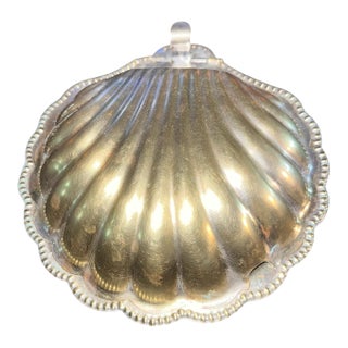 Early 20th Century England Clam Shell Dish with Glass Insert For Sale