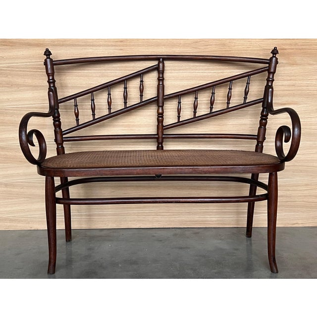 20th Century Bentwood Sofa in the Thonet Style, circa 1925, Caned Seat For Sale - Image 10 of 18