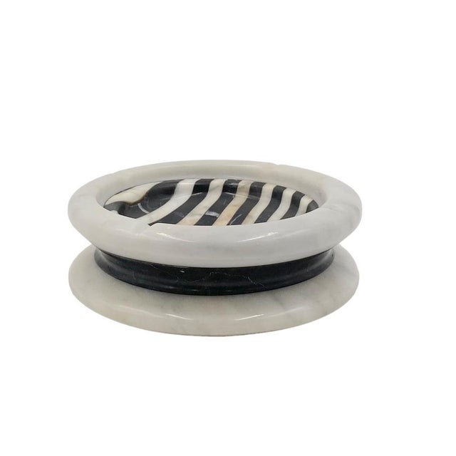 Black and White Marble Inlays Ashtray, 1970s For Sale - Image 11 of 18