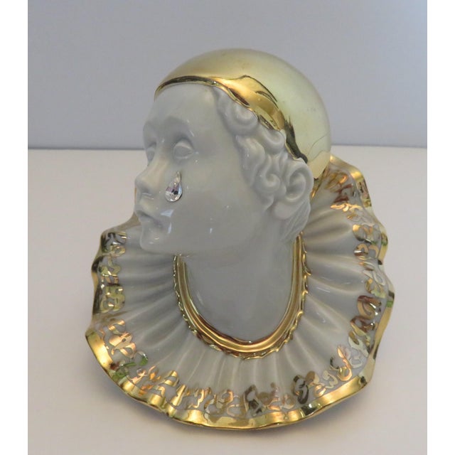 Limoges Capodimonte Porcelain Pierrot Clown Figurine With Swarovski Crystal Teardrop Excellent vintage condition, like...