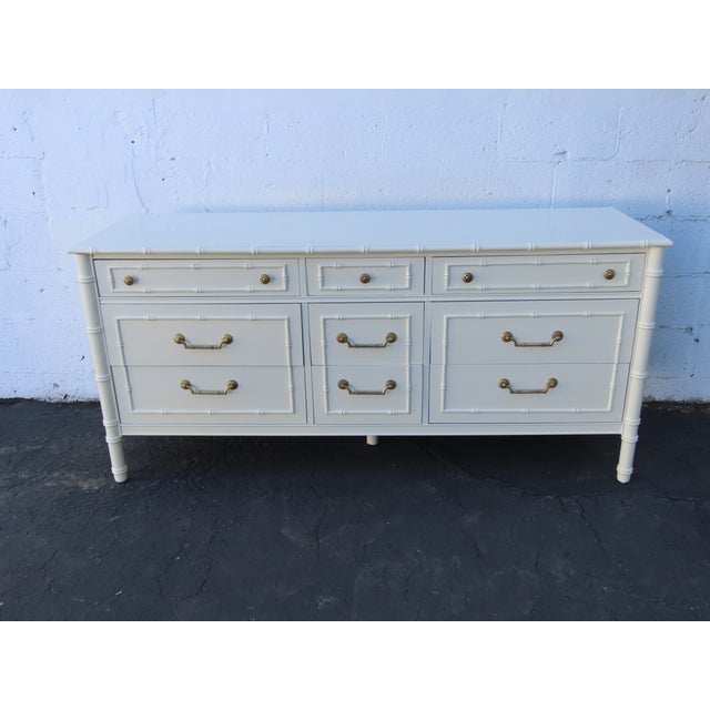 Thomasville Hollywood Regency Faux Bamboo Painted Long Sideboard Dresser 6645 For Sale - Image 15 of 18