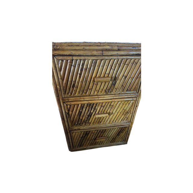 Vintage Coastal Split Rattan Vanity and Mirror, 2 Pieces For Sale - Image 9 of 12