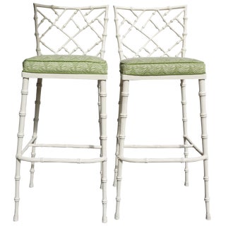 Phyllis Morris Faux Bamboo Barstools S/2 For Sale