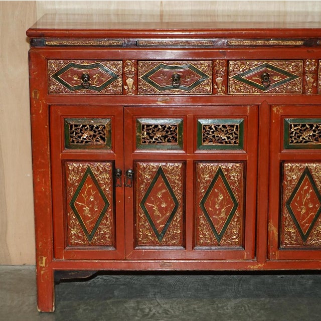 Vintage Chinese Lacquered Sideboard For Sale - Image 3 of 18