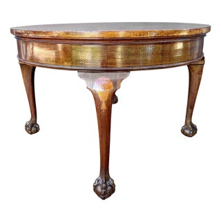 Spanish Walnut Queen Anne Style Round Side Table, 20th Century For Sale