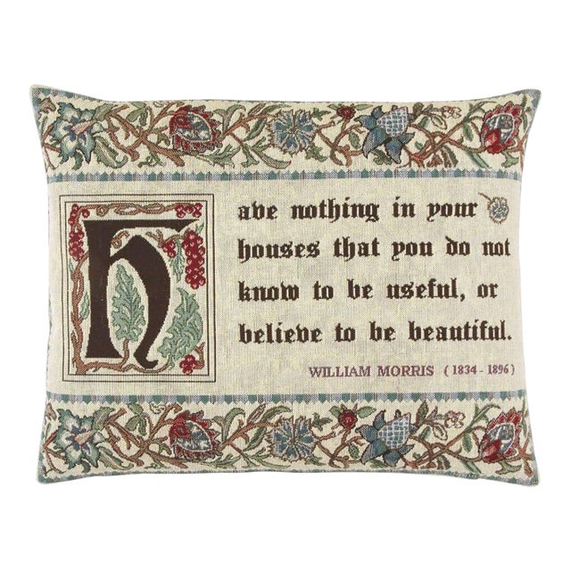 Morris Quote Tapestry Cushion With Feather Filler - 36x46cm (14"x18") For Sale