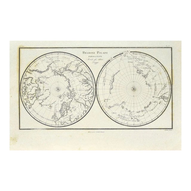 Unknown - Map of Polar Regions - Original Etching - Late 19th Century For Sale