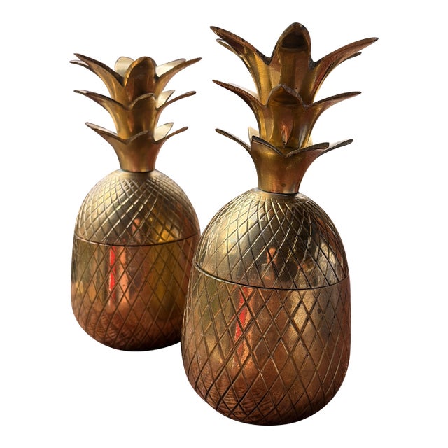 Pair of Pineapple Boxes / Canisters/Candlestick Holders For Sale