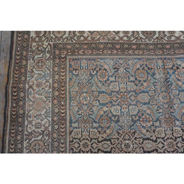 1880s Blue Navy Antique Sarouk Floral Desing Knotted Wool Persian Malayer Rug For Sale - Image 9 of 10