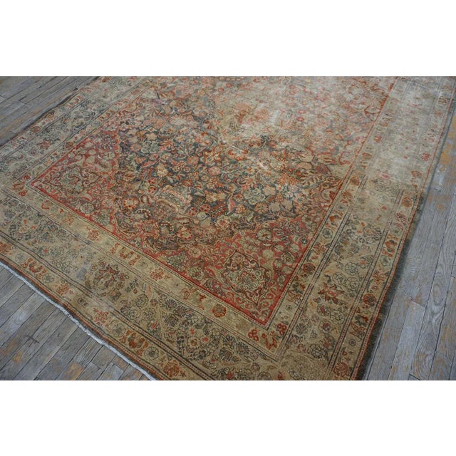 1930s Splendid Gray Filed With Floral Motifs Geometric Design Antique Persian Kazvin Rug For Sale - Image 5 of 12