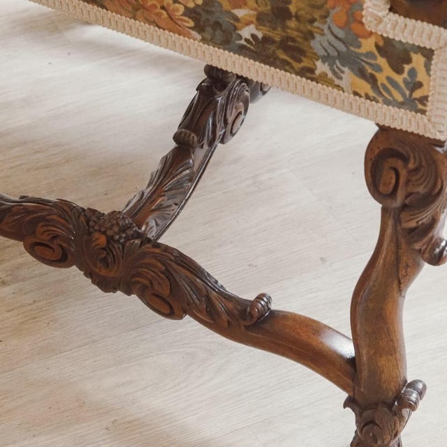 Brown Louis XIV Armchair in Walnut, 1880 For Sale - Image 8 of 15
