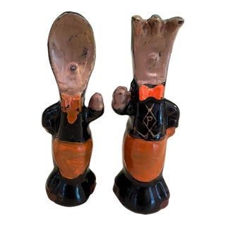 Antique Anthropomorphic Spoon and Fork Salt and Pepper Shakers For Sale