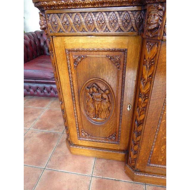 19th Century Antique Victorian Country Oak Breakfront Cupboard from Howard & Sons, 1860 For Sale - Image 5 of 14