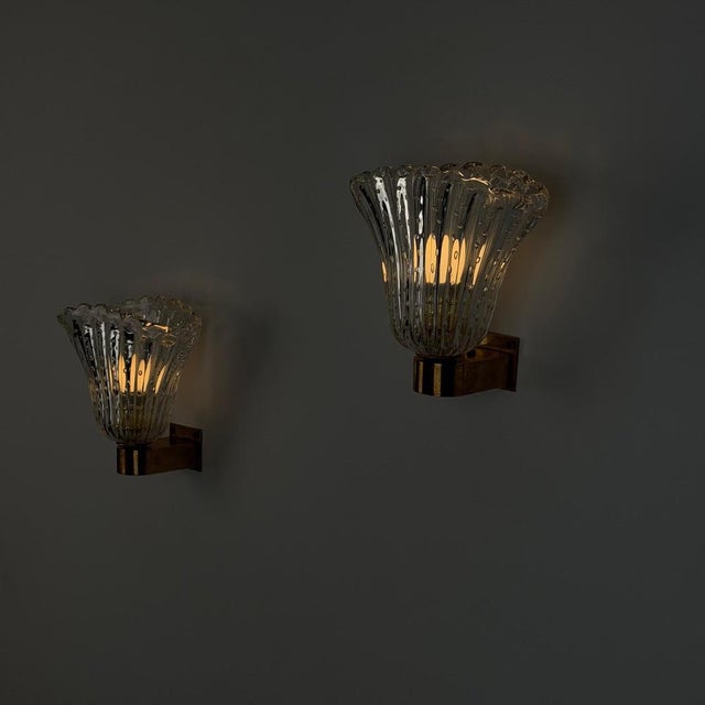 1940s Bullicante Murano Glass Wall Sconces from Seguso, 1940s, Set of 2 For Sale - Image 5 of 18