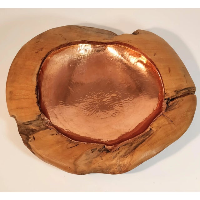 Late 20th Century Vintage Copper Wood Bowl For Sale - Image 4 of 13