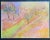 Original chalk on paper in the style of pointillism of a colorful and dramatic scene of trees leading to a farmhouse in...