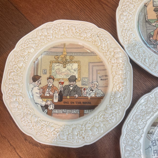1930s 1930s Crown Ducal Pub Scene Luncheon Plates-Set of 6 For Sale - Image 5 of 8