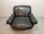 Black Large Italian Space Age Postmodern Black Leather Lounge Chair with Brass Buttons and Cord Lacing from Busnelli, 1970s For Sale - Image 8 of 10