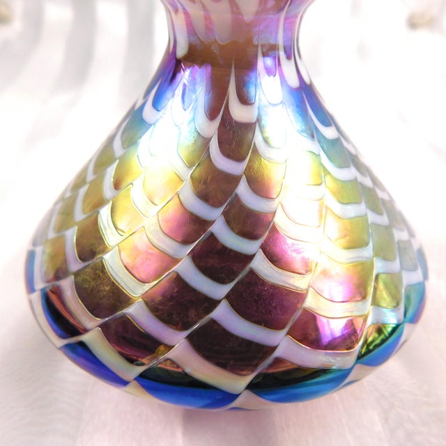 Contemporary 1980s Purple and White Art Glass Perfume Bottle For Sale - Image 3 of 6