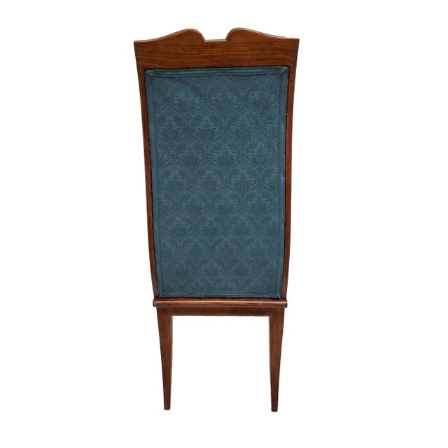 Art Deco Mid 20th Century Set of Six Original French Mid Century Tall Back Dining Chairs With Nickel Mounts For Sale - Image 3 of 13